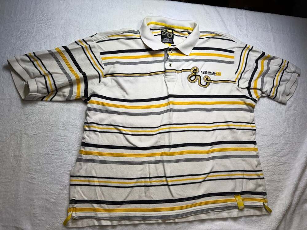 Ecko Unltd Striped Polo Shirt Size XL White Black Yellow
0016